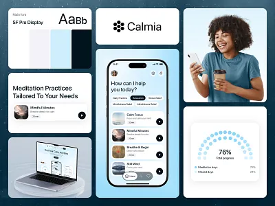 Branding for Meditation Mobile App app app design branding clean design health healthcare ios landing page meditation app minimal mobile app ui ux web design website