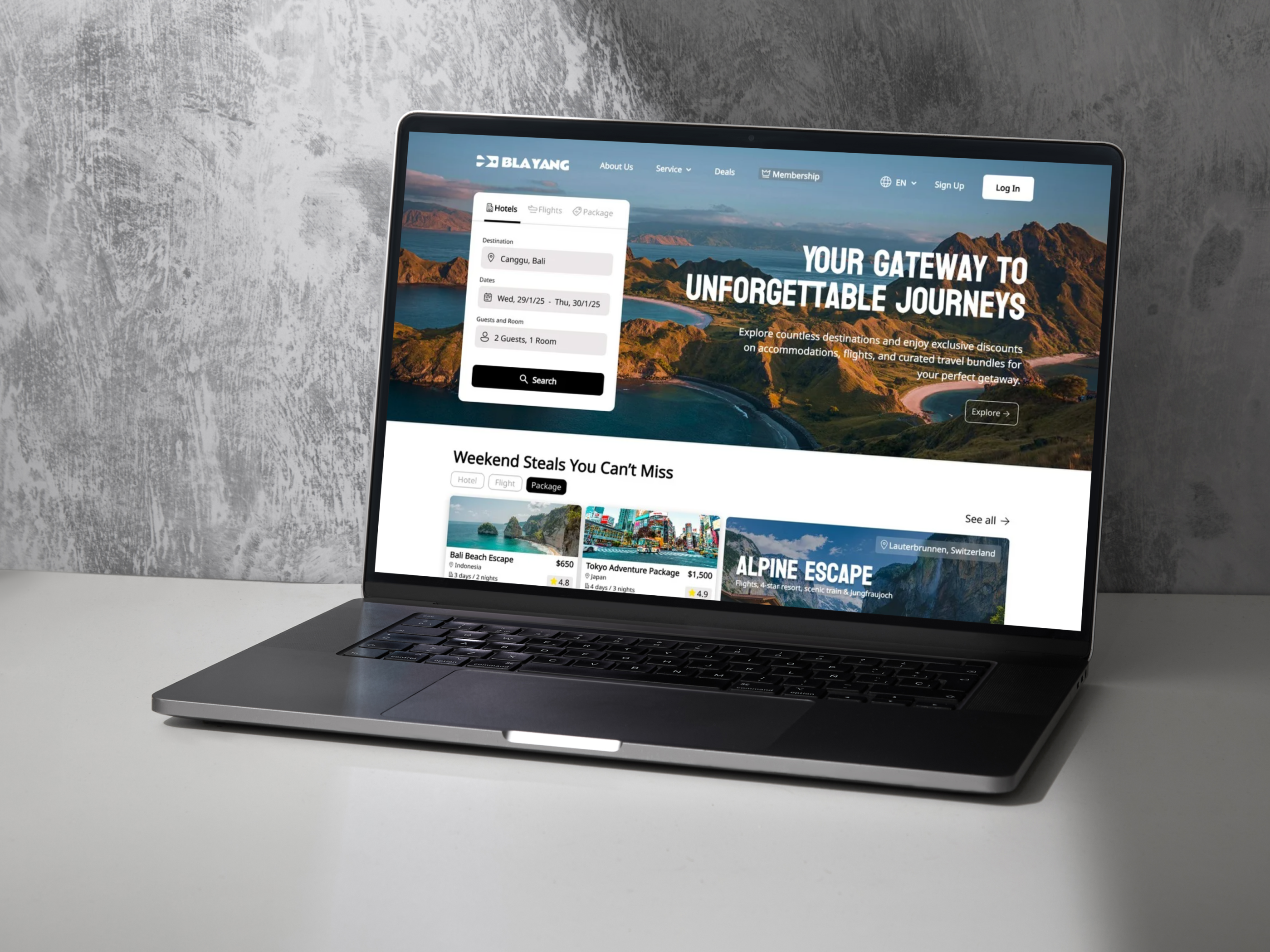 Blayang – Travel & Booking Web Design clean e commerce flight hotel landing page travel ui ux web travel