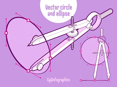 Obsession with Compasses adobe illustrator anchor points blueprints circle drawing compass drawing device elipse fake3d hand tool how does it work instructional design isometric isometric art isometric world loop systematic design technical drawing technical graphics technical illustration vector graphics