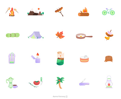 Outdoor camping icons adventure brand design branding camping design digital design food graphic design graphics art iconography icons illustration product design product icons ui ui design ui icons visual design