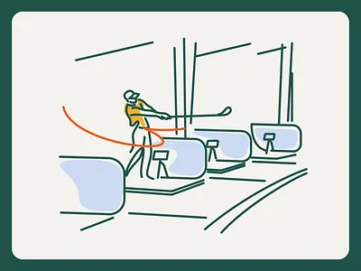 Golf Training UI — Illustrated Approach to Scheduling animation branding design design studio digital art digital illustration graphic design illustration illustrator logo motion design motion graphics outline outline illustration sport sport illustration ui