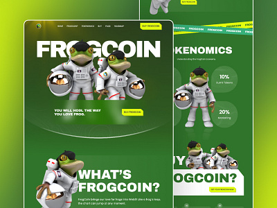 Crypto website design - Frogcoin blockchain design coinsite conversiondesign crypto website cryptowebsite figmadesign framer frogcoin ui design web3 design webdesign website design websitecrypto