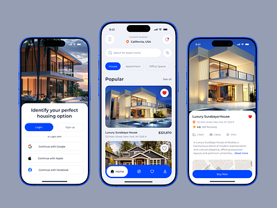 Real Estate Mobile App ai airbnb estate figma home rental interface mobile mobile app mobile design product property property app proptech real estate real estate agency real estate app real estate ui saas service uiux
