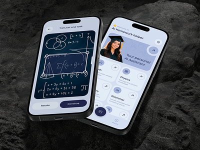 AI Homework Helper | Mobile App app graphic design mobile ui ux
