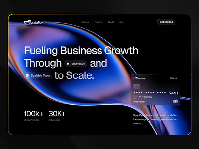 Fintech - SandaPay App Landing page Header Interaction app landing page bank card banking web banking website digital banking digital banking platforms finance finance website financial planning website fintech fintech landing page fintech web ui header interaction landing page premium card seative wallet ui