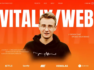 Designer Portfolio | Hero Concept concept conceptdesign designer digitaldesign herosection landingpage portfoliodesign uiux webdesign