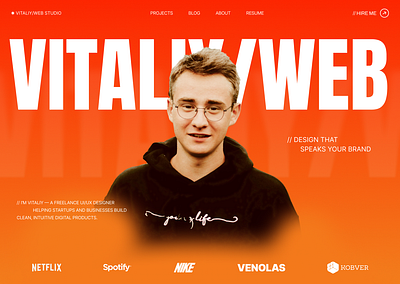 Designer Portfolio | Hero Concept concept conceptdesign designer digitaldesign herosection landingpage portfoliodesign uiux webdesign