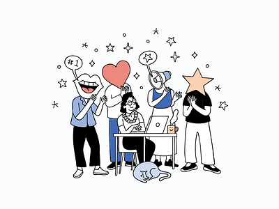 Applause Please artist characterdesign creative community design digital workspace digitalart drawing employeeappreciation feedback culture flat illustratiom graphic design hand drawn illustration illustrator lineart minimal illustration positivty remotework teamwork vectorillustration