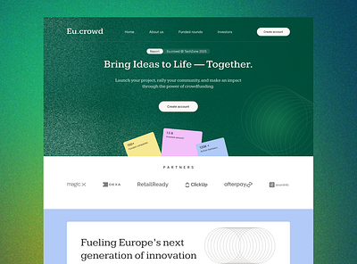 Crowdfunding platform - Landing page clean landing page crowdfunding dayliui figma landing page uiux