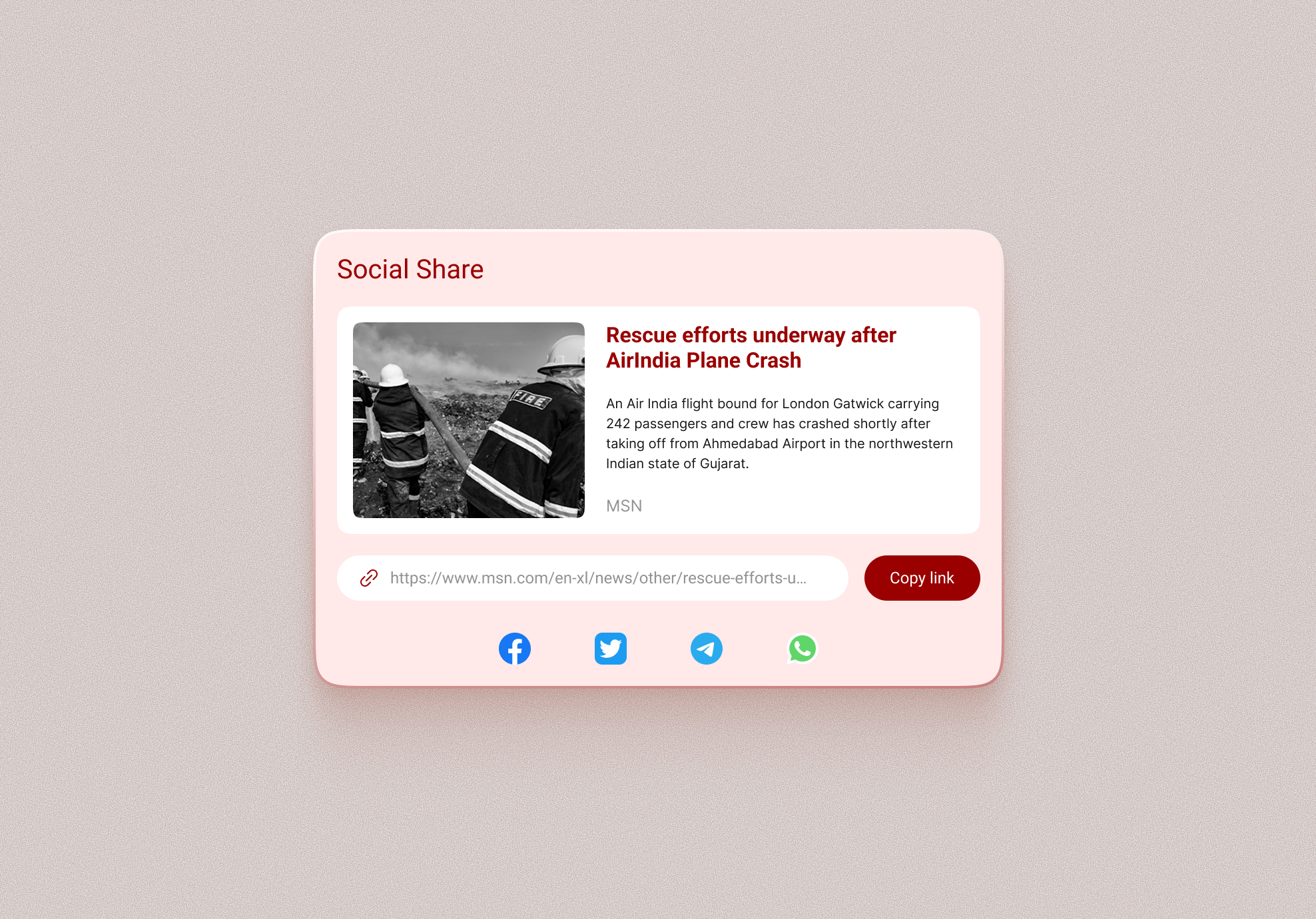 Social Share Design-DailyUI #010 button card dailyui figma hyped layout liquid material minimal roboto share social trending ui ux