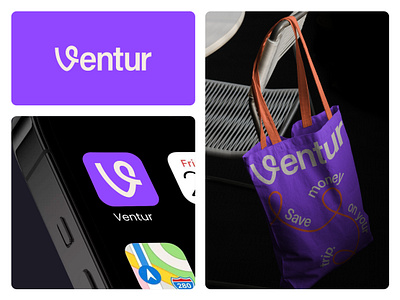 Ventur—Branding brand identity branding logo purple simple travel v monogram ventur wordmark