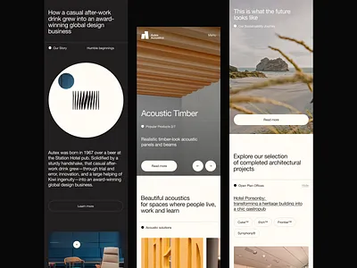 Architecture Product Showcase UI Design acoustic panels architecture design content focus creative agency editorial style minimal interface modern layout premium look product showcase project portfolio sustainable future timber aesthetics typography ui design ui kit user experience ux design visual storytelling website concept