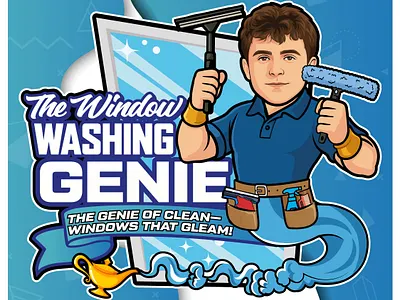 Window Cleaning Genie Cartoon Logo - Cartoon LogoX austin cartoon genie cartoon logox cartoon logox design cleaning window squeegee friendly genie cartoon genie cartoon logo texas the genie of clean window cleaner pressure washers window cleaning cartoon window genie
