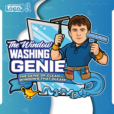 Window Cleaning Genie Cartoon Logo - Cartoon LogoX austin cartoon genie cartoon logox cartoon logox design cleaning window squeegee friendly genie cartoon genie cartoon logo texas the genie of clean window cleaner pressure washers window cleaning cartoon window genie