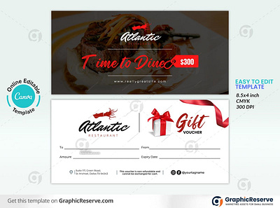Elegant Restaurant Gift Voucher Template – Editable in Canva business gift voucher canva gift certificate canva gift voucher card canva gift voucher design gift voucher canva template restaurant gift certificate restaurant gift voucher restaurant voucher