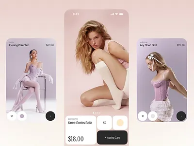 Women's clothing store cards cloth mobile mobile app product shop store ui