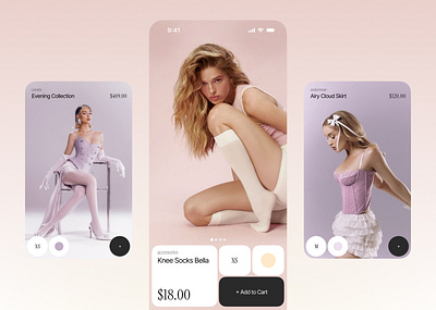 Women's clothing store cards cloth mobile mobile app product shop store ui