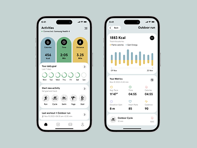 Fitness Mobile app | Fitness tracking Mobile app | Cycling app activity app design calories coach cycling app fitness app fitness mobile app fitness plan fitness tracking fitness tracking mobile app gym minimal mobile mobile app nutrition tracker personal training ui workout workout app yoga
