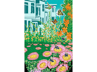 Flora & Fauna of California bee city digital digitaldrawing flowers graffit hummingbird illustration muti nature natureconservation pinkflower pollen streetart urbannature