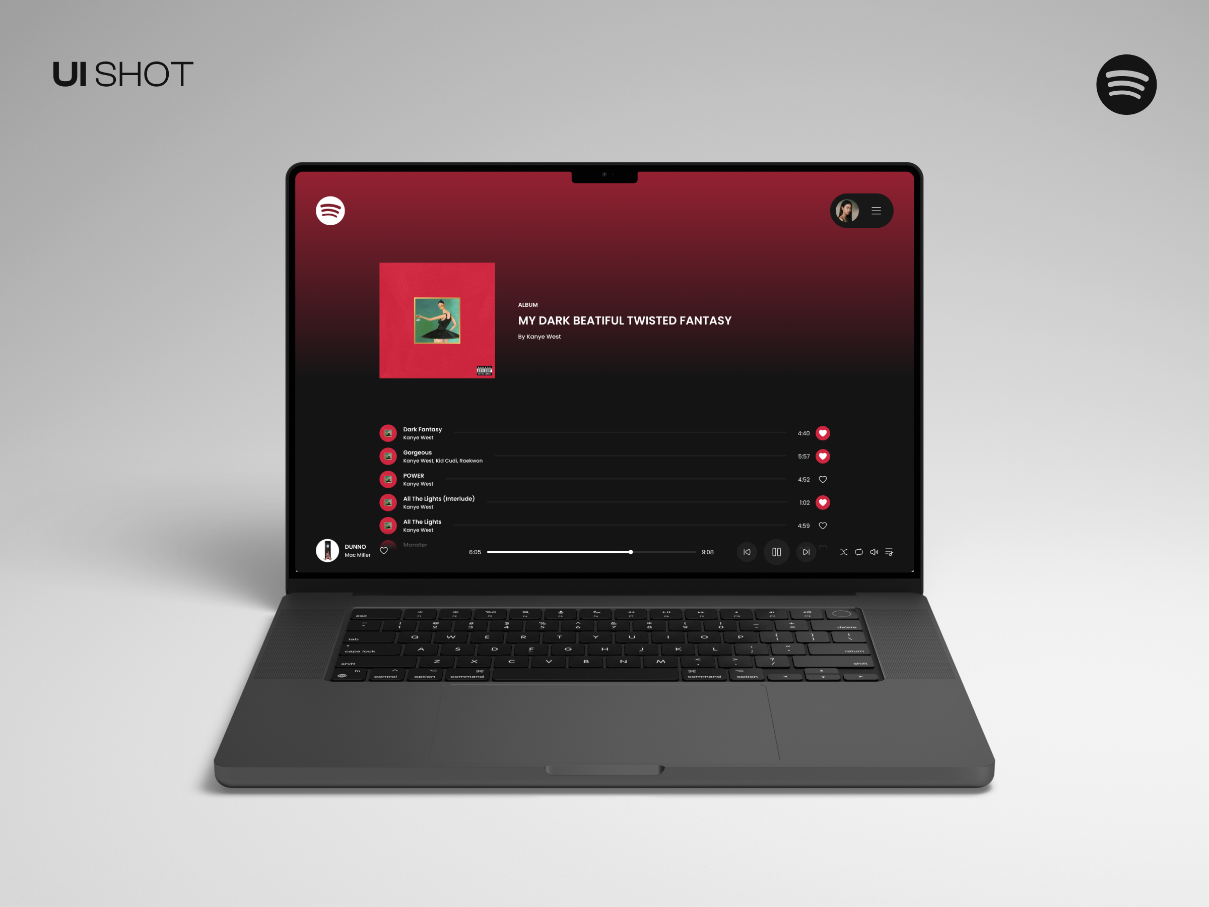 Spotify Album / UI Shot album desktop gradient kanye west minimal music product design spotify ui ux