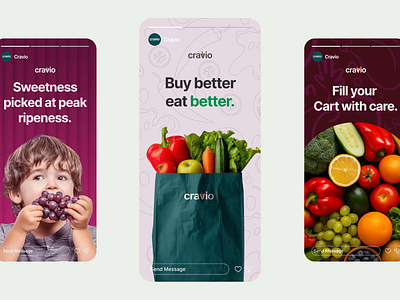 Cravio - Food Grocery Website Social Media Branding 3d animation branding cravio website design food food branding food website graphic design grocery branding logo motion graphics social branding social media ui uiux website website design