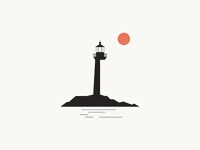 Lighthouse agrib architecture beacon custom illustration design guide icon illustration landmark landscape light lighthouse minimal minimalism negative space pharos sun tower watchtower water
