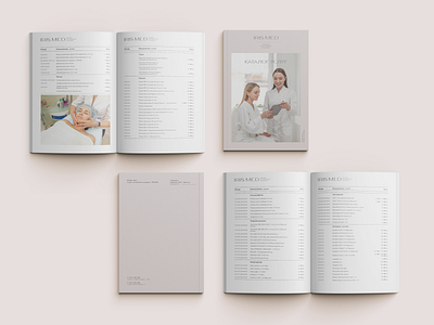 Iris Med - Service Catalog Layout aesthetic medicine brand branding catalog clinic gentle graphic design identity magazine polygraphy price list print printed materials printing service catalog layout typography