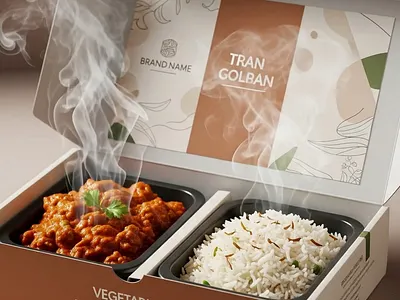 Food Delivery Packaging Box Mockup / Render grab and go indian lunch