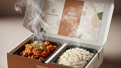 Food Delivery Packaging Box Mockup / Render grab and go indian lunch