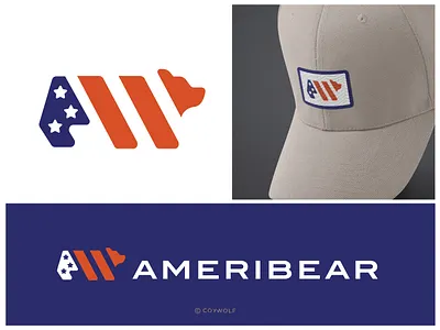 Ameribear - Logo Design america american animal bear branding brandmark california flag grizzly hat illustration kodiak logo logo design logos minimalist modern patriot patriotic usa
