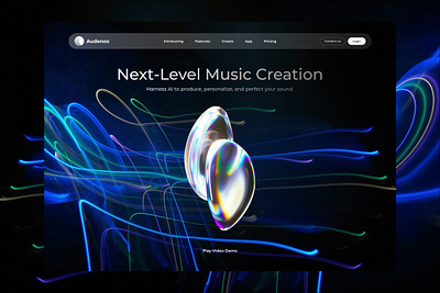 Audenox - AI-Powered Music Creation Platform ai audio platform ai composer ai music ai music app ai tool design ai web design ai web ui audio ai audio creation platform creative music website figma landing page figma music template modern music web ui music app figma music generator music homepage design music startup music technology sound generator tech startup website
