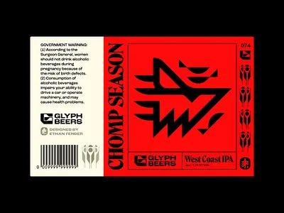 Glyph Beer 74 beach beer beer label bite chomp crunch fin fish icon label design logo marine biology nature ocean packaging sea shark shark attack symbol