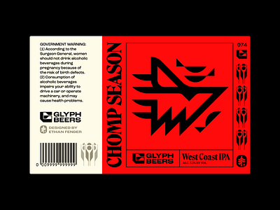 Glyph Beer 74 beach beer beer label bite chomp crunch fin fish icon label design logo marine biology nature ocean packaging sea shark shark attack symbol