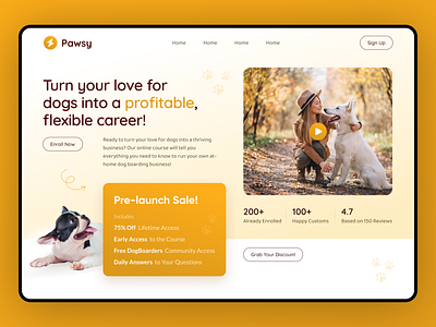 Pawsy Homepage Mockup branding mockup ui design uiux