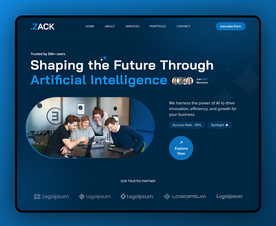 ZACK Landing Page branding mockup modern ui