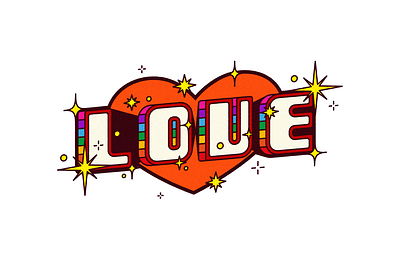 PRIDE! color colour design gay illustration lettering lgbtqia love pink pride queer rainbow type typography