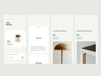 Minimal Product Analysis UI Design brand evaluation brand insights card layout clean visuals data data visualization elegant design lightweight minimal interface mobile interface modern layout product analysis risk assessment task manager ui concept ui design ui prototype ux design uxui visual clarity