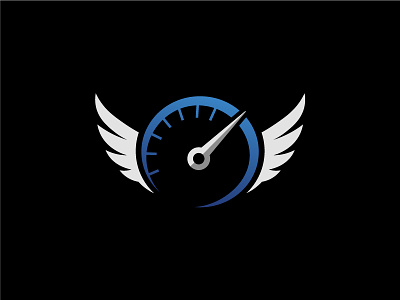 A speedometer with wings logo car illustration logo logos speedometer sports staring technology vahical whial wings wings sports