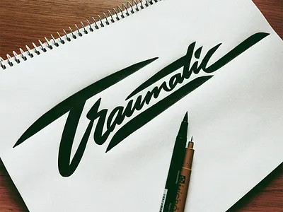 Traumatic_lettering american artsy bold brush brushlettering calligraphy custom design idenitity lettering logo logomaker process retro script signature sketch type unique vintage