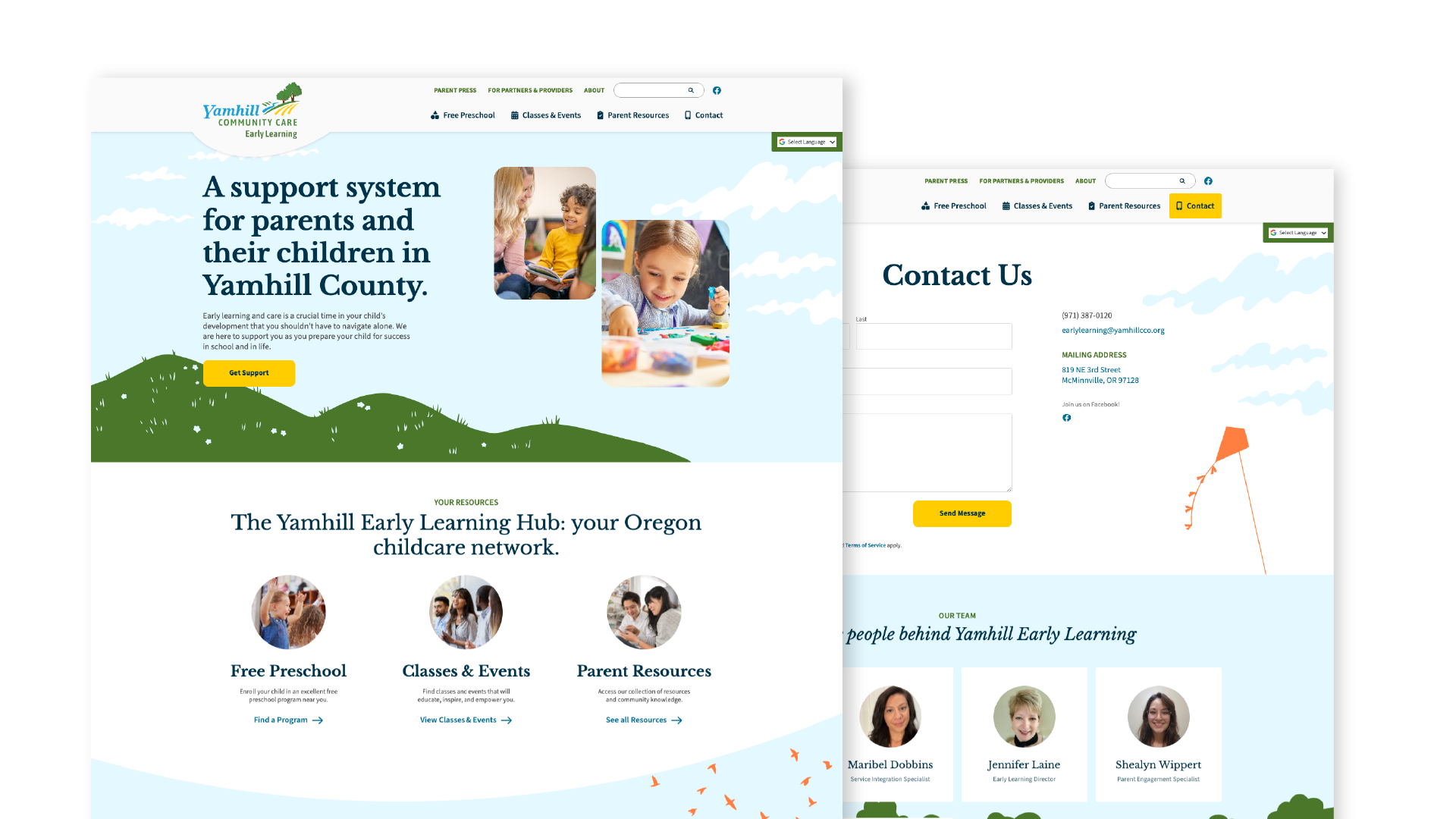 Yamhill Early Learning UI Design early childcare illustration ui