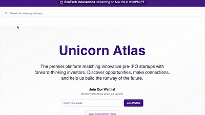 Unicorn Atlas Demo - Founder CEO / Head of Design angels branding colinilgen startups ux vc zeroto1
