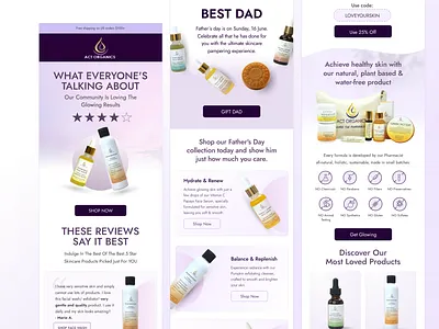 Email Template Design for Act Organic branding email design email designer email marketing email newsletter design email template email template design email template designer figma graphic design klaviyo klaviyo template design skincare ui