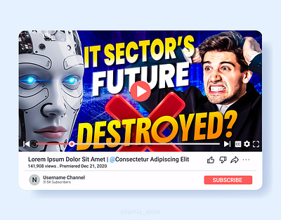 AI vs IT Sector – YouTube Thumbnail Design for Maximum Impact adobe photoshop advertising branding eye catching thumbnail graphic design graphic designer lamia akter ui