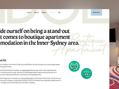 About Us Page Hotel about award boutique clean elegant hotel interface landing page minimalist typograph ui uiux ux web website
