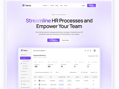 HR management landing page UI clean design clean landing page hr management hr management landing page modern landing page saas saas landing page team management ui web design