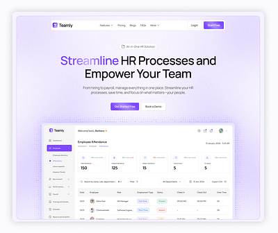 HR management landing page UI clean design clean landing page hr management hr management landing page modern landing page saas saas landing page team management ui web design