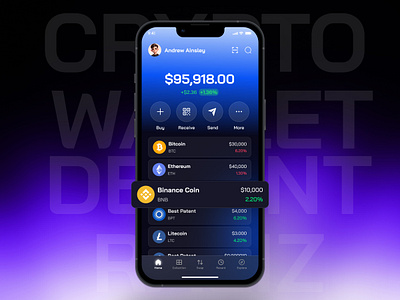Decentralized Crypto Wallet App app design app interfaces best app design bitcoin crypto crypto portfolio crypto wallet dark theme exchange mobile app design mobile ui mobile ui design mobile ux modern app ui swap trade ui watchlist