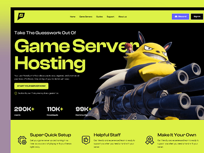 Start Your Server. Dominate the Game. branding dark design figma homepage illustration landing page ui uiux welldux