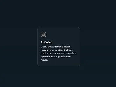 Gradient Spotlight, Designed with Code & AI aidesign aiux codedesign framercode gradientui hoveranimation hovereffect interactivedesign microinteraction spotlighteffect