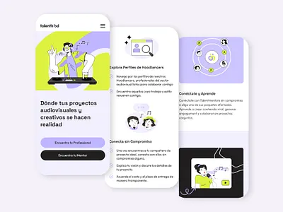Mobile web design - Talenthood music network branding illustrations logotype mobile design mobile web music responsive ui ui design user interface ux web design